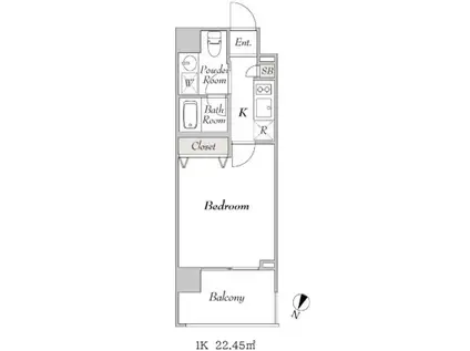 BLUROCK豊洲(1K/2階)の間取り写真