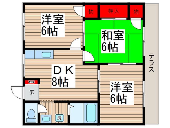 グリーンヒル習志野II(3DK/1階)の間取り写真
