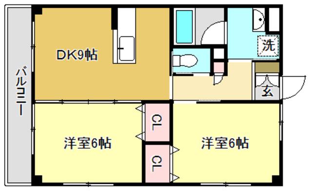 ナビオハイツ(2DK/2階)の間取り写真