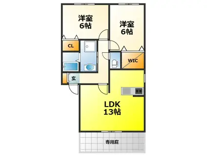セジュール和泉中央B棟(2LDK/1階)の間取り写真