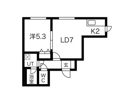 ブランノワールラヴィール南5条(1LDK/5階)の間取り写真