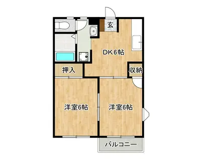 エスポワールハイツB(2DK/2階)の間取り写真