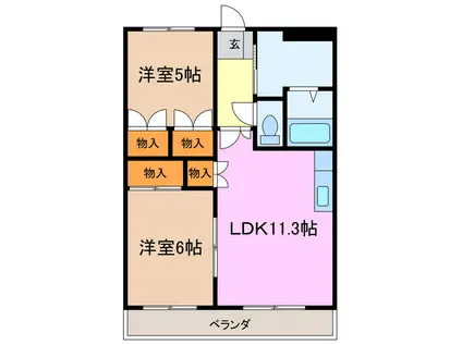 ローズビレッジ(2LDK/2階)の間取り写真