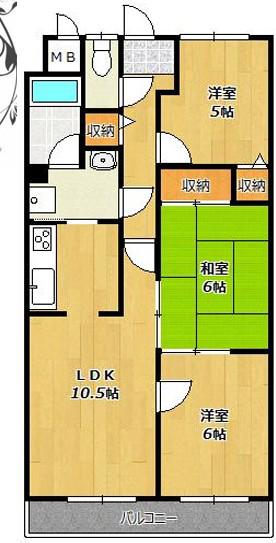 ラフェスタ大塩(3LDK/4階)の間取り写真