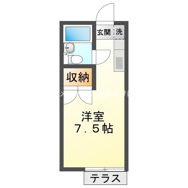 プリンスヒルC(ワンルーム/1階)の間取り写真