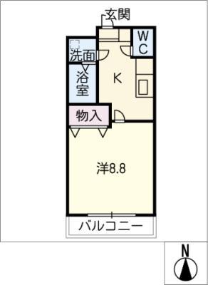 ANGE.K(1K/1階)の間取り写真
