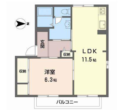 ディアスさかとがはら(2DK/1階)の間取り写真