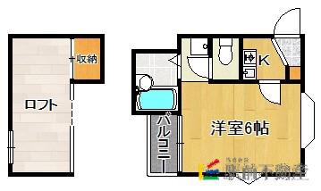 ラフィーネアルブルB棟(1K/2階)の間取り写真
