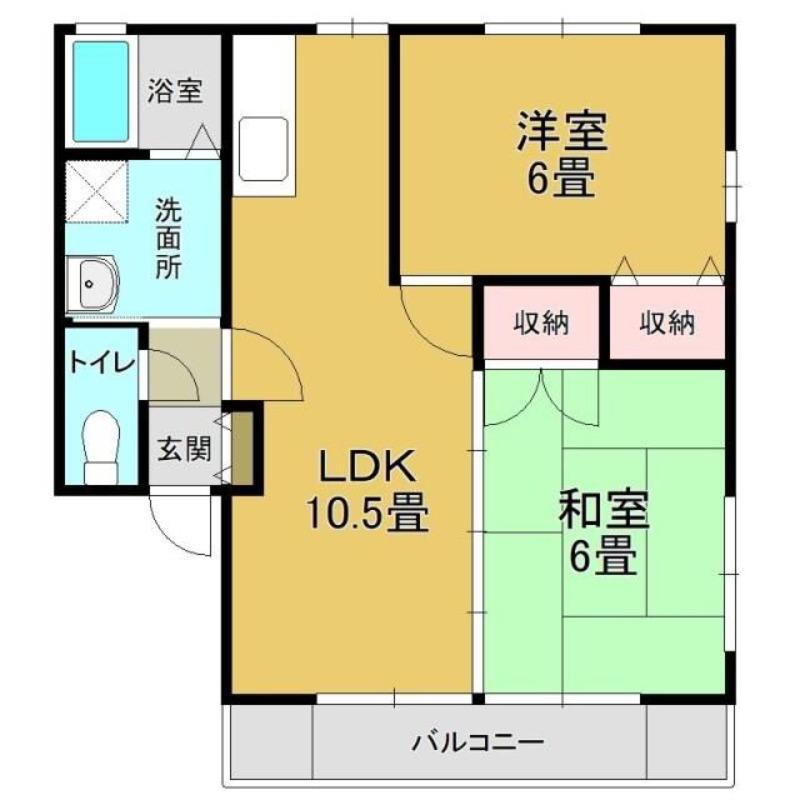 フラッツ鴻巣A棟(2LDK/1階)の間取り写真