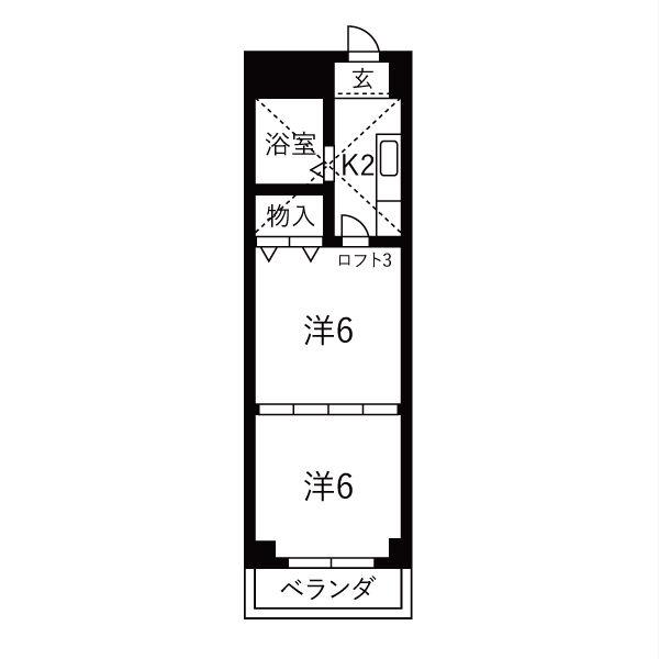 桜マンション(2K/9階)の間取り写真