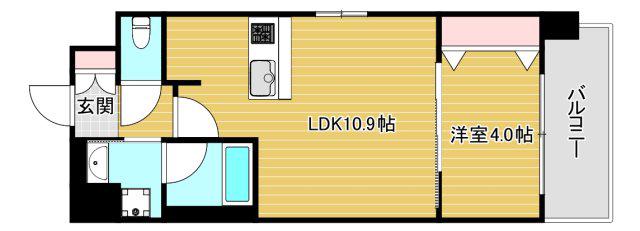 スプランディッド弁天町(1LDK/7階)の間取り写真