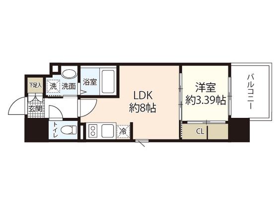 ヴィラ博丈昭和町(1LDK/12階)の間取り写真