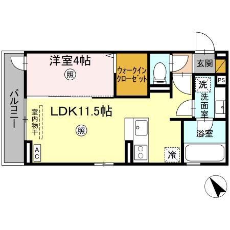 ラヴィエベル(1LDK/2階)の間取り写真