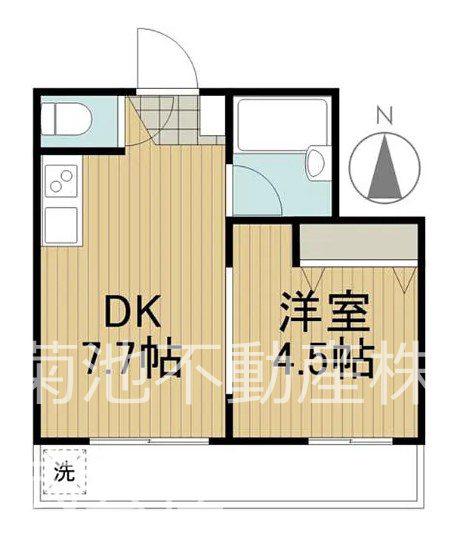 ハウスむさしの(1DK/3階)の間取り写真