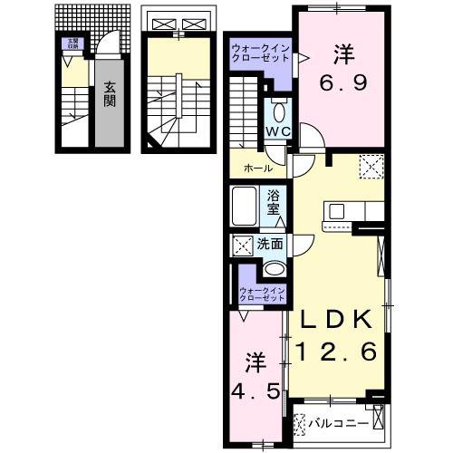 メンゼン N(2LDK/3階)の間取り写真