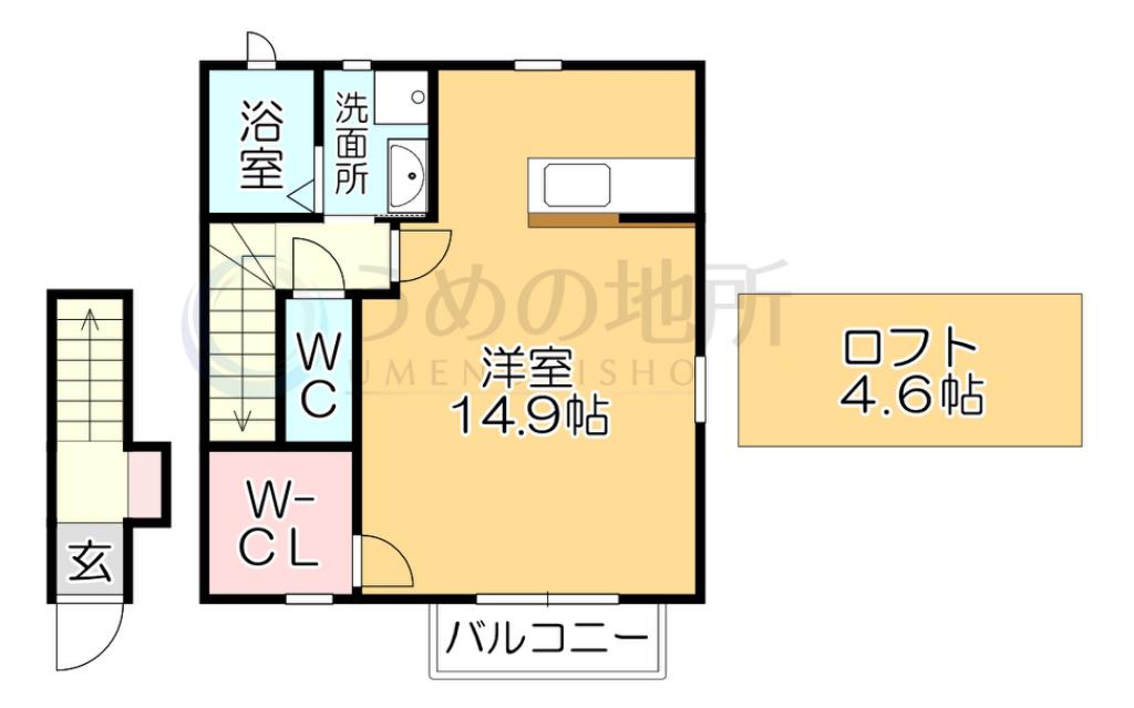 ヴィオーラ壱番館(ワンルーム/2階)の間取り写真