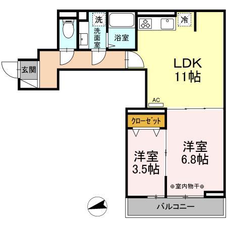 セレスティア東葛西I(2LDK/3階)の間取り写真