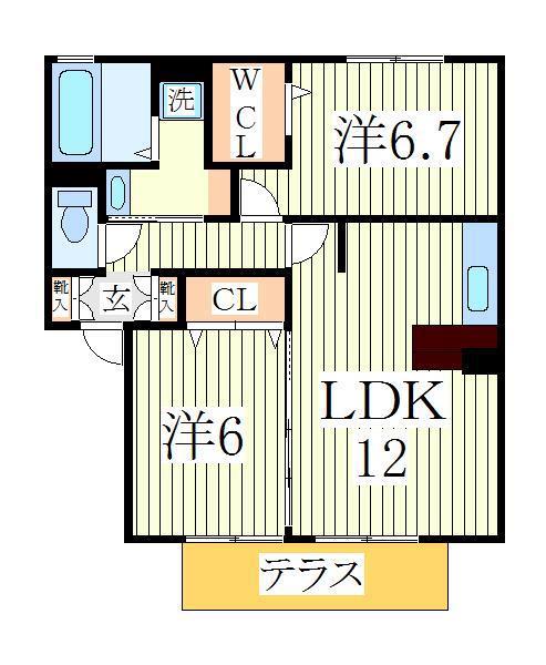 マリンクオーツ(2LDK/1階)の間取り写真