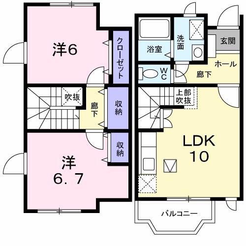 レンブランド(2LDK/1階)の間取り写真
