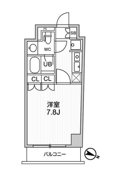 ディームス麻布狸穴町(1K/4階)の間取り写真