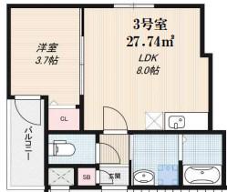 H-MAISON千船(1LDK/2階)の間取り写真