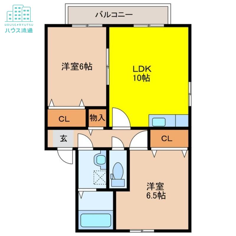 ウィルモアSATOUB(2LDK/2階)の間取り写真