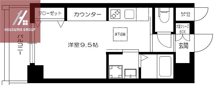 ラカーサ新深江(1K/1階)の間取り写真