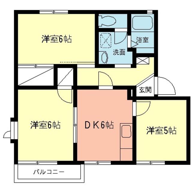 ハイツシンフォニーII(3DK/1階)の間取り写真