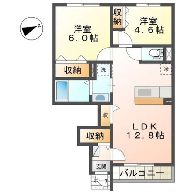 グレートミラージュ(2LDK/1階)の間取り写真