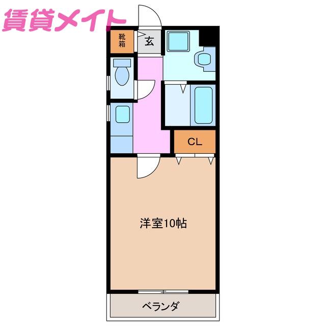 亀山マンションB棟(1K/3階)の間取り写真