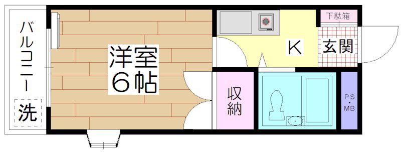 オレンジハイツ(1K/3階)の間取り写真