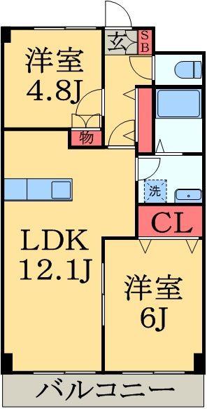パールハイツ蘇我I(2LDK/1階)の間取り写真