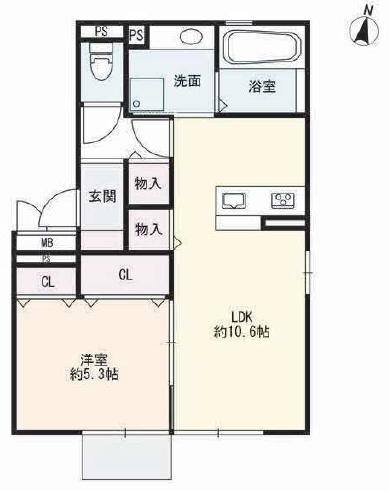 グリーンビラ高取山(1LDK/1階)の間取り写真