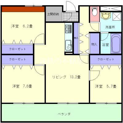 エクランII(3LDK/2階)の間取り写真