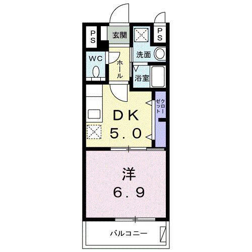 グラン エスポワール(1DK/2階)の間取り写真