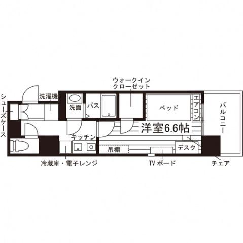 学生会館 GRAN PINO神戸学園都市(1K/3階)の間取り写真
