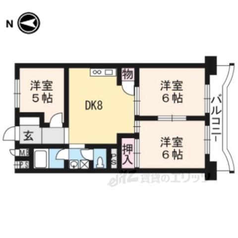 グリシーヌ京都西京極(2LDK/10階)の間取り写真