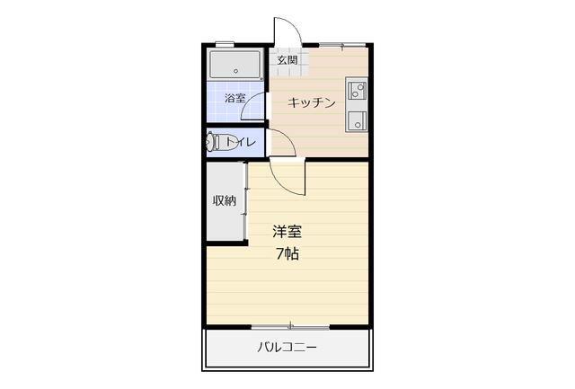 シティハイムB棟(1K/2階)の間取り写真