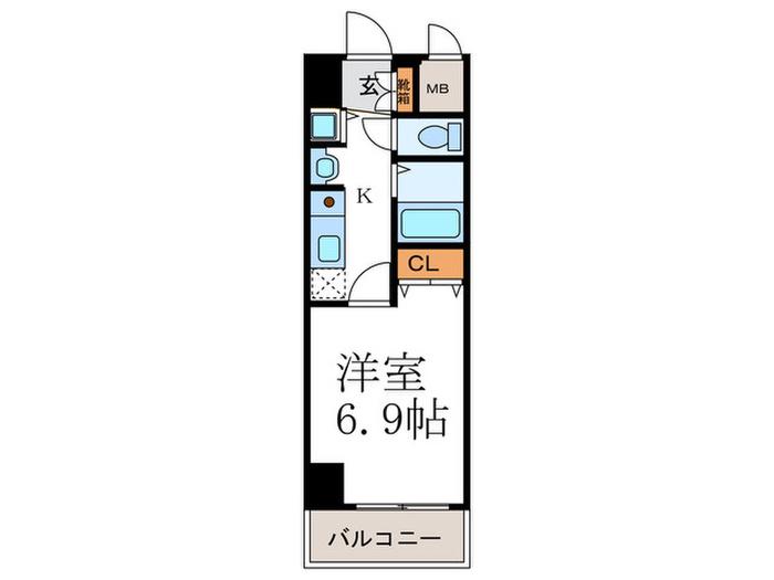 ライジングコート京都西院フロンティアII102(1K/1階)の間取り写真
