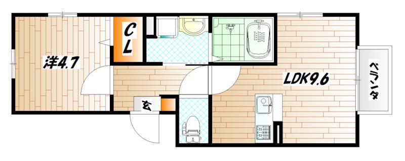 ザ・レジデンスD-ROOM守恒(1LDK/1階)の間取り写真