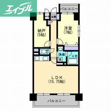ル・サンク西市(2LDK/1階)の間取り写真