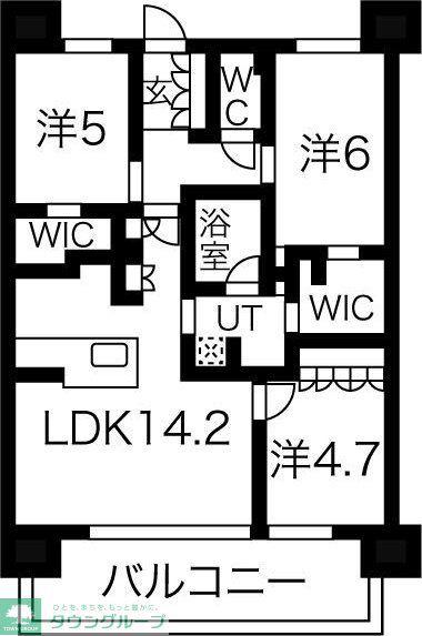 クリオ金山ブライトマークス(3LDK/5階)の間取り写真