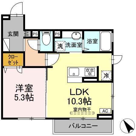HIレジデンス(1LDK/3階)の間取り写真