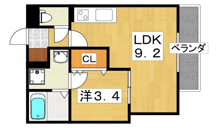 RETERASU光善寺(1LDK/1階)の間取り写真