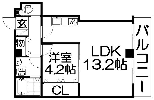 ルミエール星田(1LDK/2階)の間取り写真