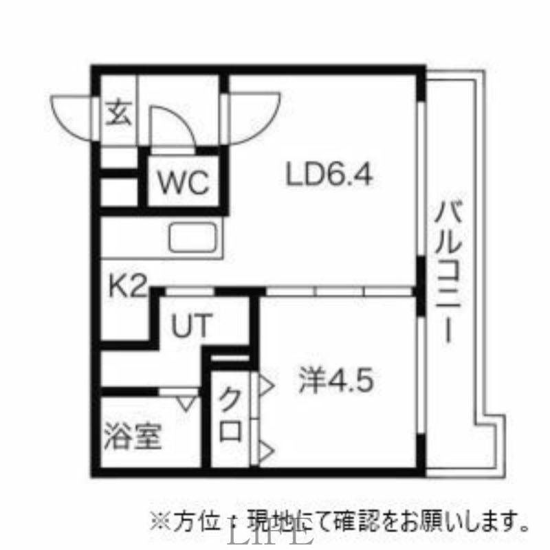 ハーミテージ南郷通(1DK/4階)の間取り写真