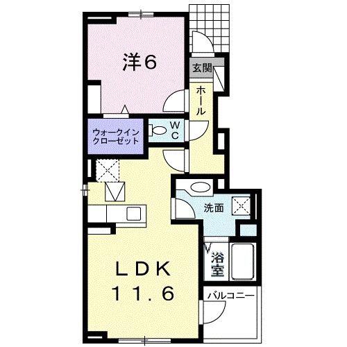 カーサ ルチオA(1LDK/1階)の間取り写真