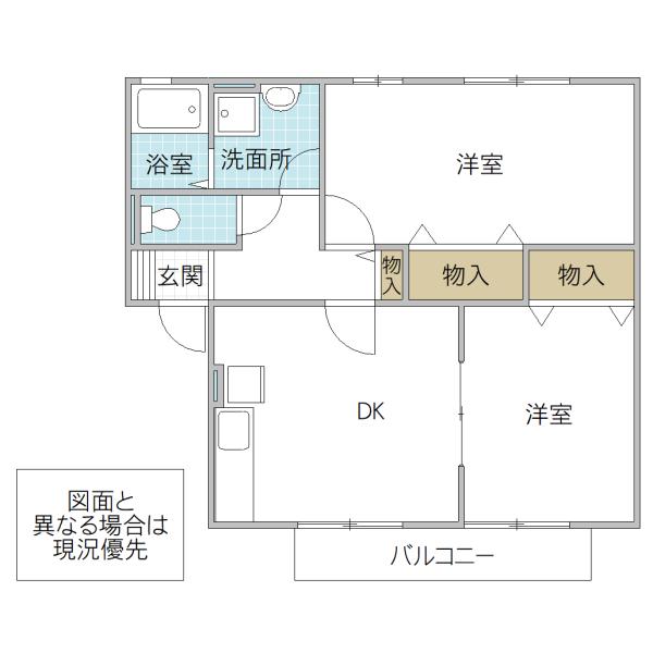 ロイヤルガーデン四季の杜 D棟(2LDK/1階)の間取り写真