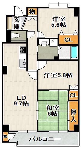 パレフルール(3LDK/5階)の間取り写真