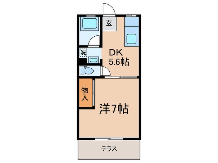 ハイツひよどりA棟(1DK/1階)の間取り写真